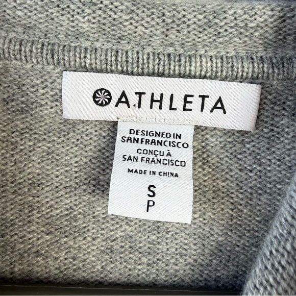 Athleta Alpine Merino Wool & Cashmere Cropped Hoodie Sweater Gray - Picture 6 of 7